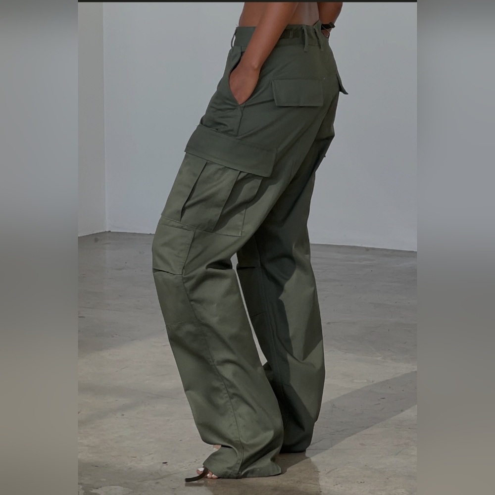 Local European Dark Green Wide Leg Pants - Picture 5 of 9
